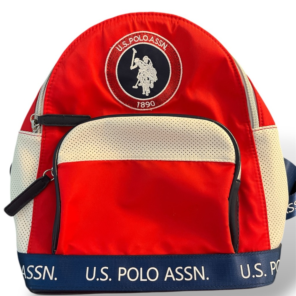 U.S. Polo Assn. Red and White Backpack Sporty Design